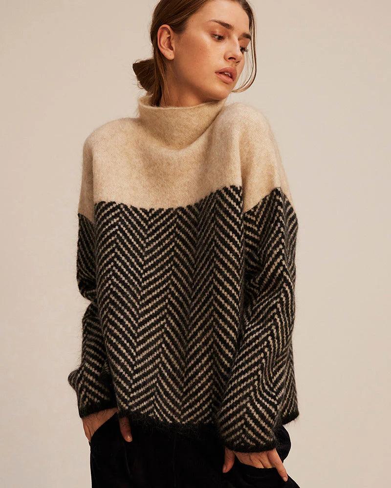 ELOISE HERRINGBONE WOOL SWEATER
